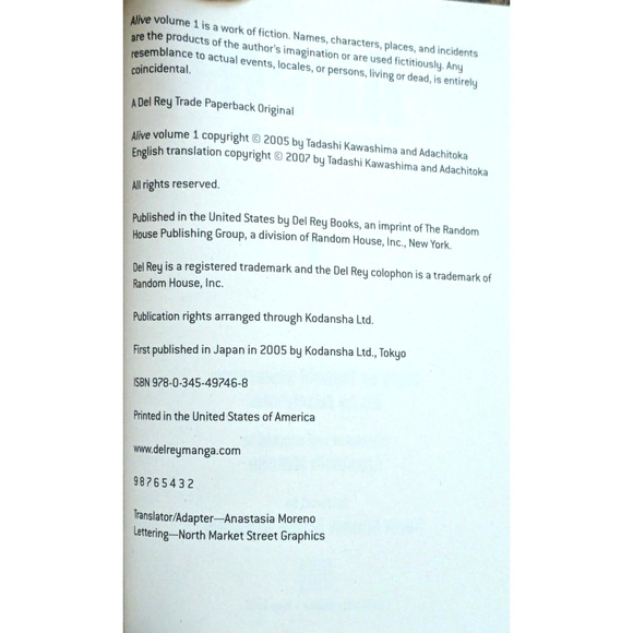 Alive: The Final Evolution Volume 1-2 Manga Tadashi Kawashima Adachitoka English - Picture 4 of 5